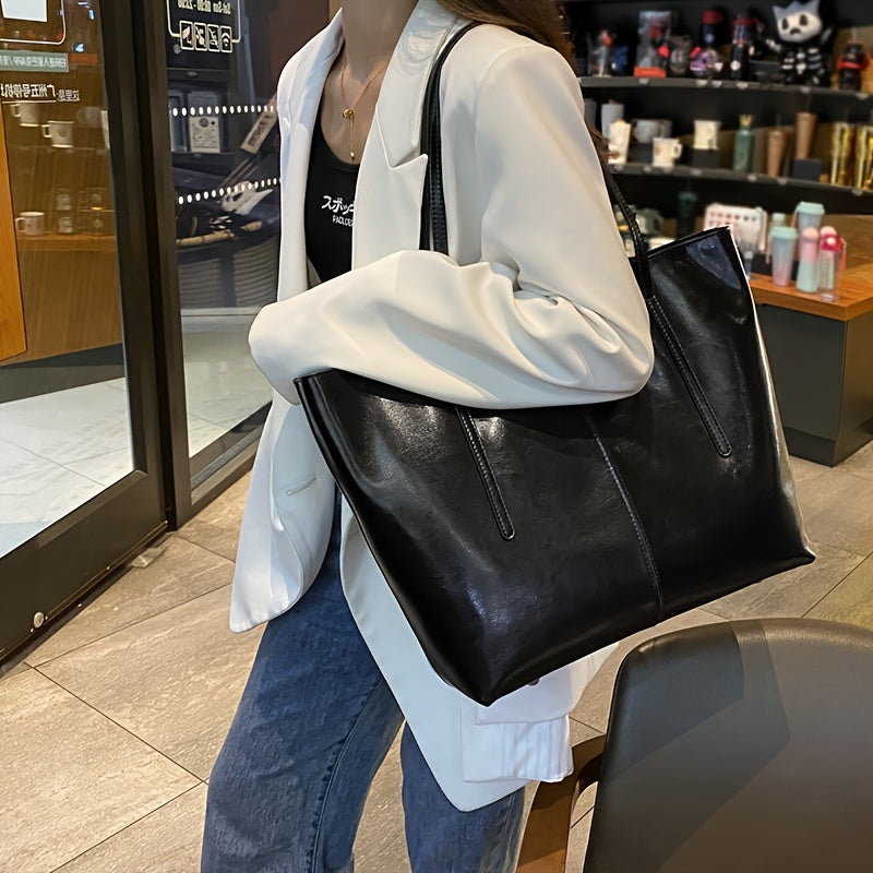 Leather Tote Bag for Women Large Compartment Shoulder Bag for Office Travel Everyday