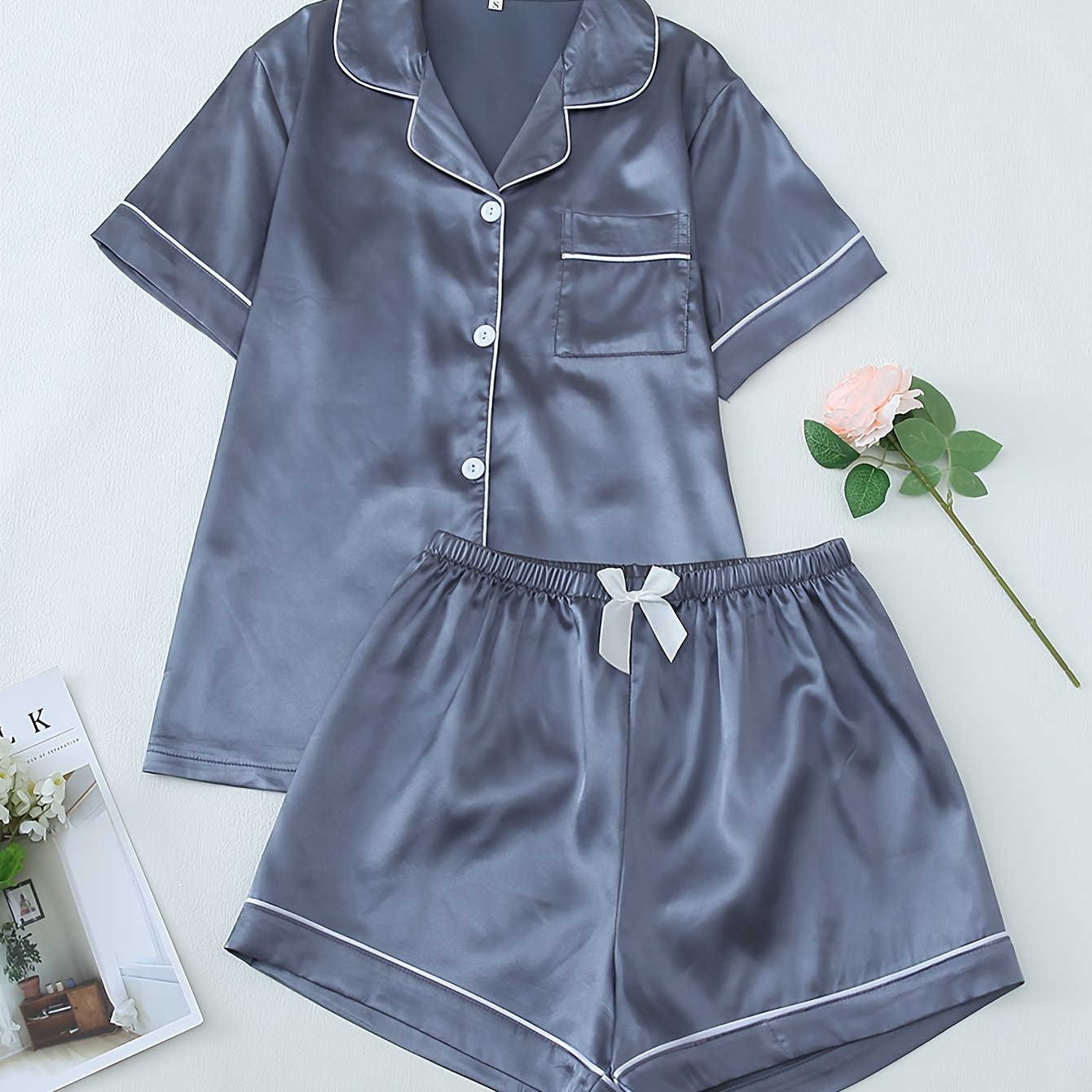 Satin Shirt & Shorts Set by Maisonvirelle