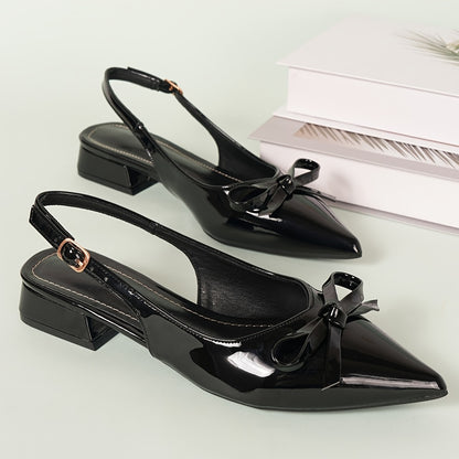 High Heel Sandals / Mid-Heel Red Closed-Toe Sandals / Fairy Shoes / New Style Bow Pointed-Toe Flat Shoes / Women Shoes