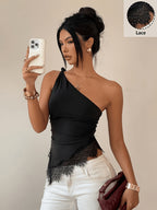 One Shoulder Lace Top by Maisonvirelle