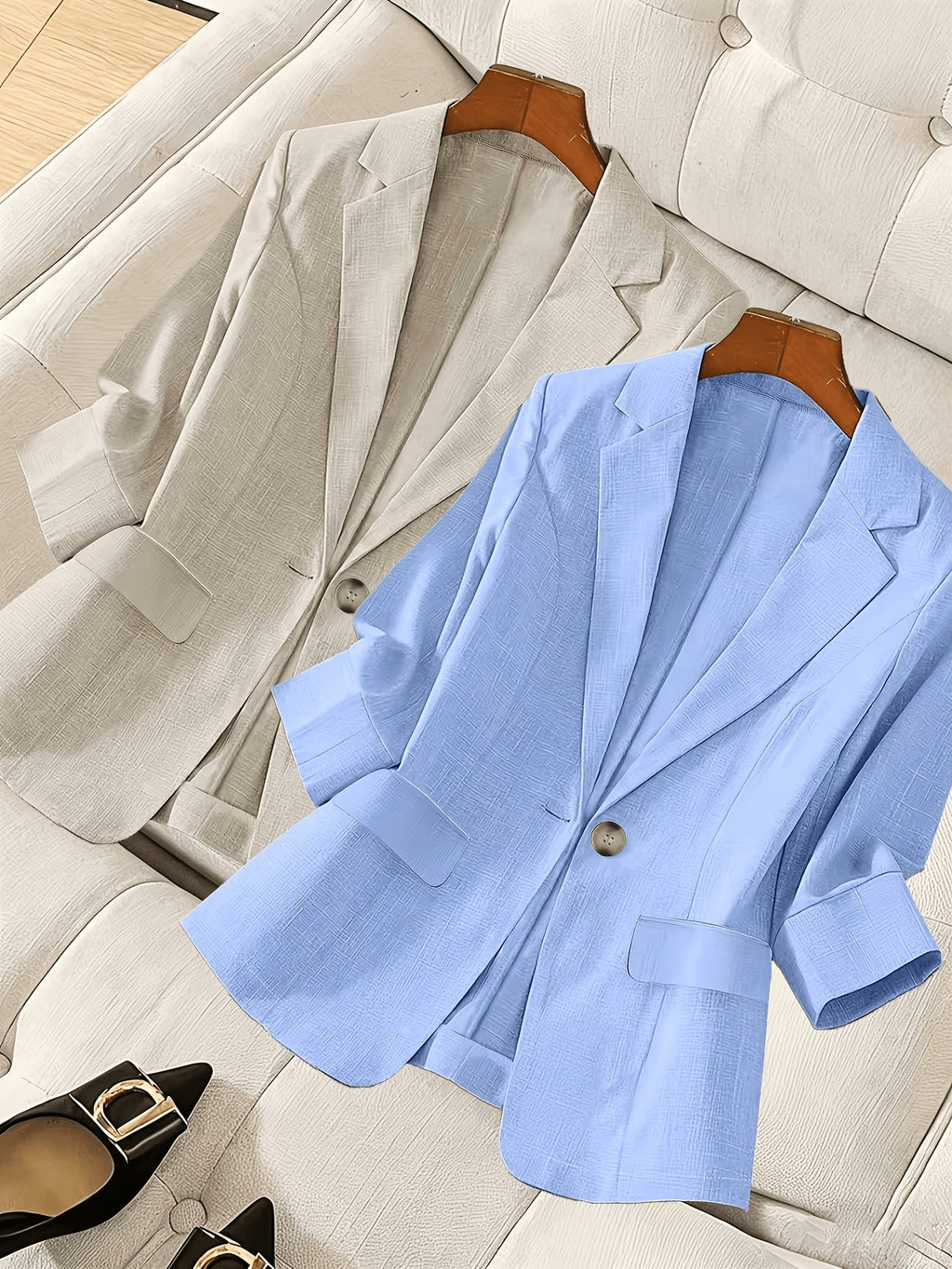 2026 New High-End Seven-Sleeve Suit Jacket Women'S Summer Thin Commuter Temperament Slim And Thin Casual Small Suit, Work Interview Commuter Versatile Two-Piece Set