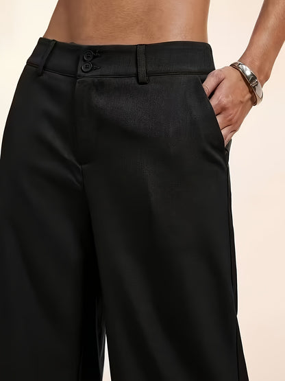 Wide Leg Trousers for Women Drape Suit Pants Floor Length Office Workwear
