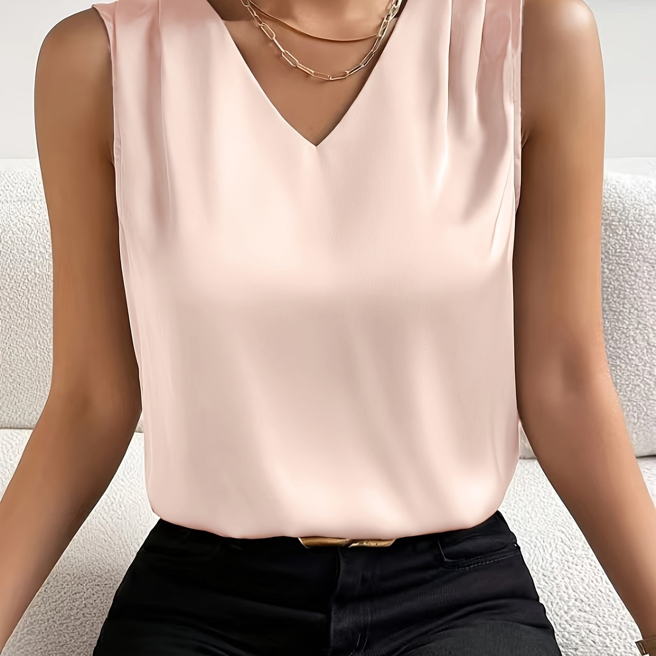 V-Neck Satin Vest by Maisonvirelle