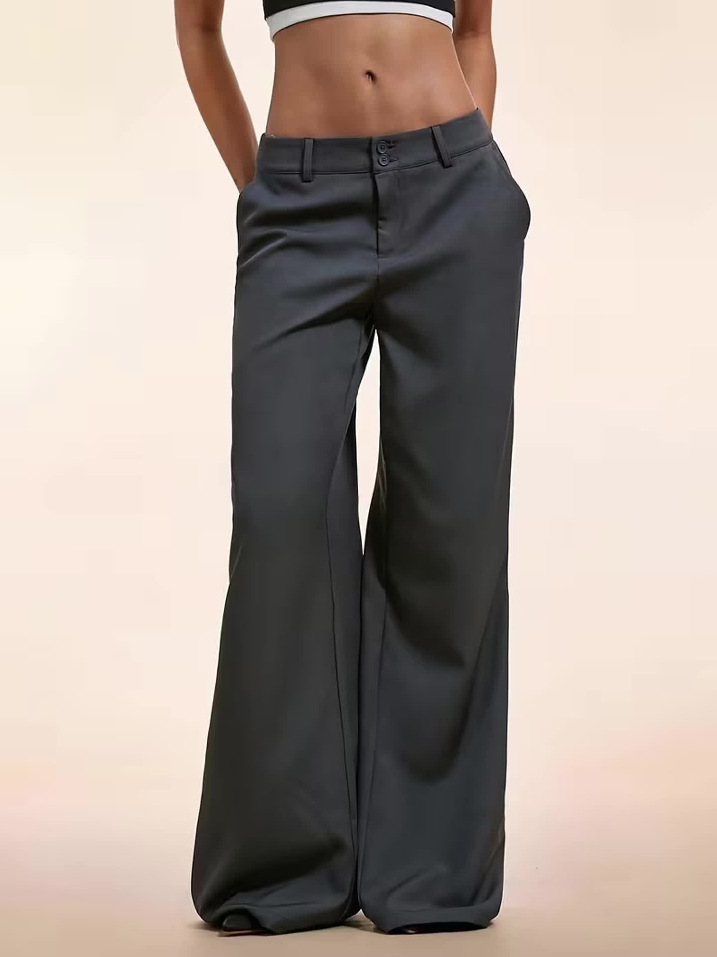 Wide Leg Trousers for Women Drape Suit Pants Floor Length Office Workwear