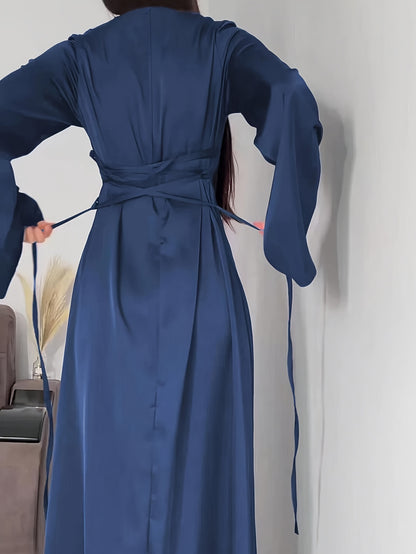 Women'S Elegant Temperament Long Back-Tie Long Sleeve Dress