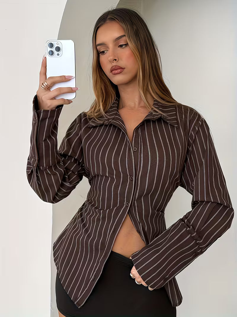 White Blouse for Women Long Sleeve Button Shirt for Office Work Everyday
