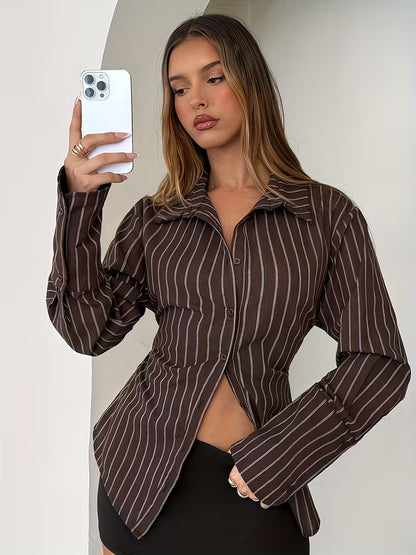 White Blouse for Women Long Sleeve Button Shirt for Office Work Everyday