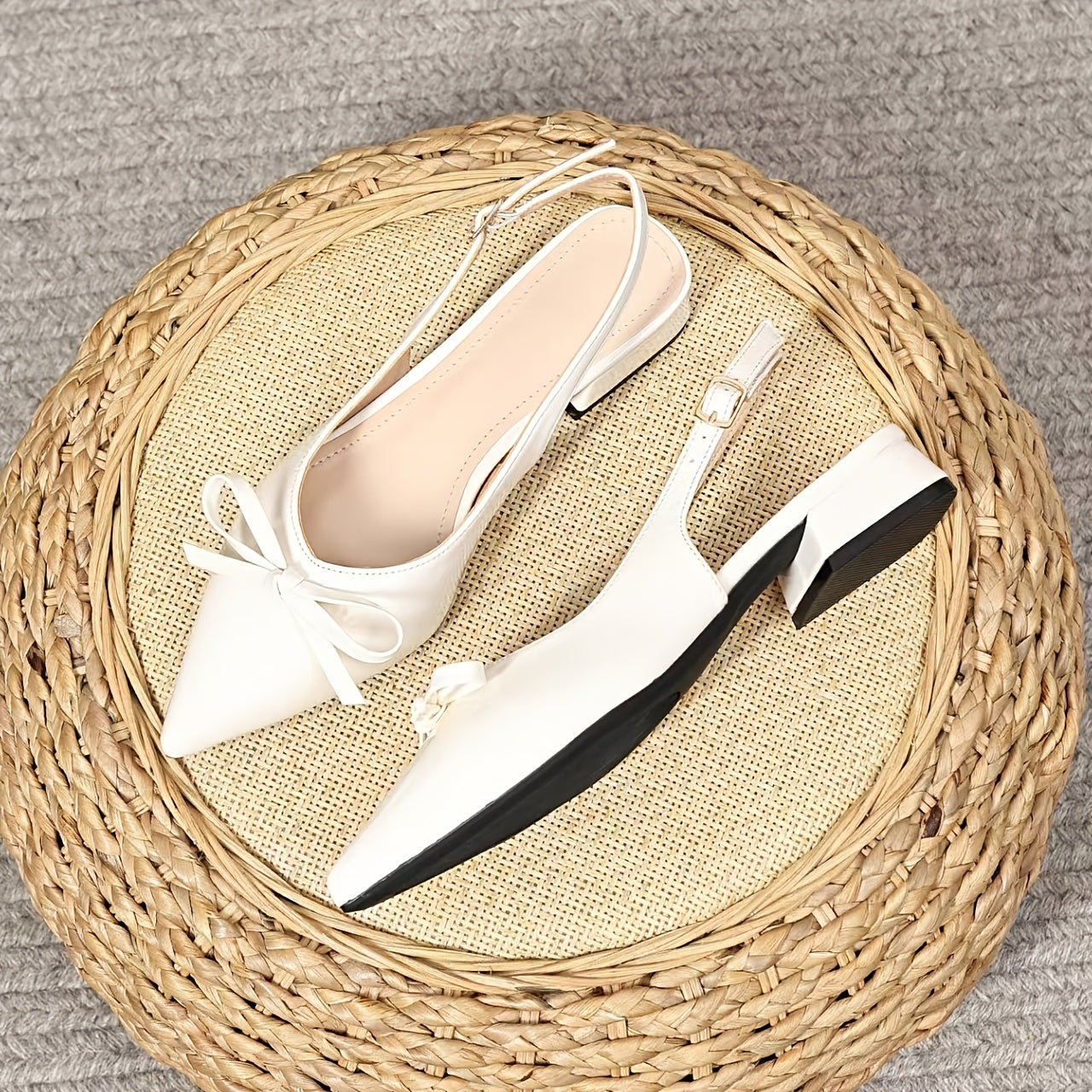 High Heel Sandals / Mid-Heel Red Closed-Toe Sandals / Fairy Shoes / New Style Bow Pointed-Toe Flat Shoes / Women Shoes
