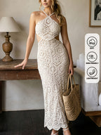 Crochet Halter Maxi Dress by Maisonvirelle