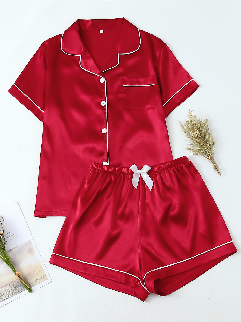 Satin Shirt & Shorts Set by Maisonvirelle