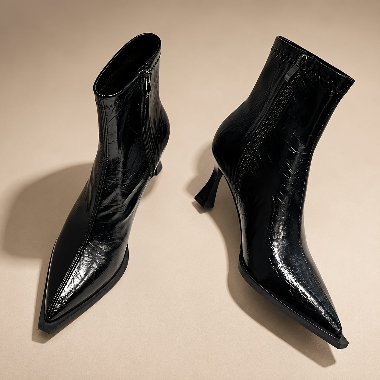 Elegant Ankle Boots for Women Zip Pointed Toe for Work Weekend Autumn