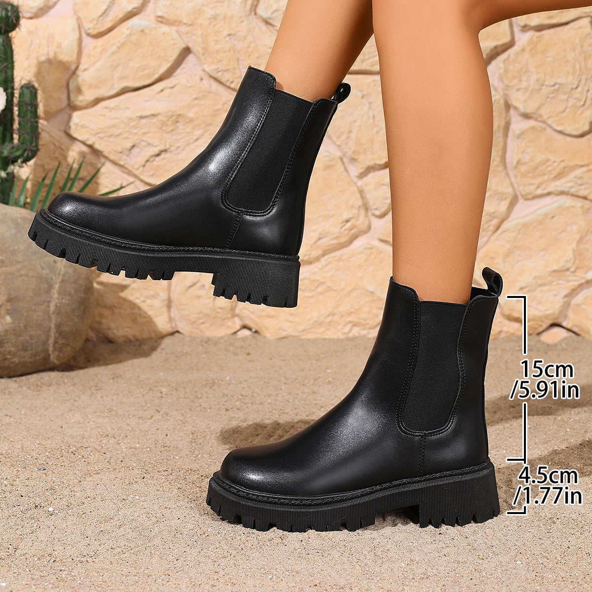 Chelsea Boots for Women Low Heel Round Toe Ankle Boots for Autumn Winter Workwear