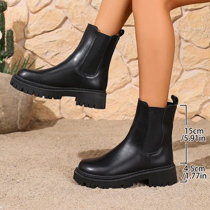 Chelsea Boots for Women Low Heel Round Toe Ankle Boots for Autumn Winter Workwear