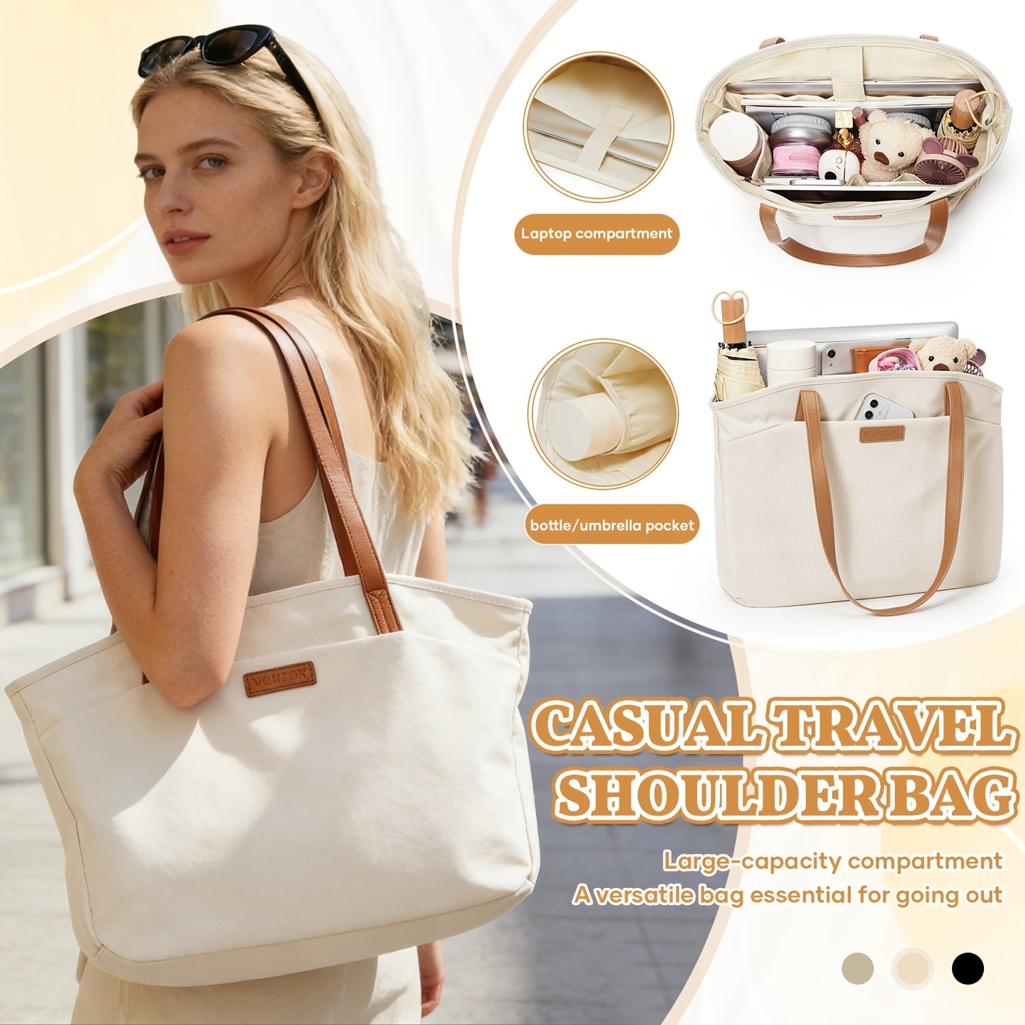 Tote Bag for Women Large 14 Inch Laptop Work Bag with Compartments for Office Travel