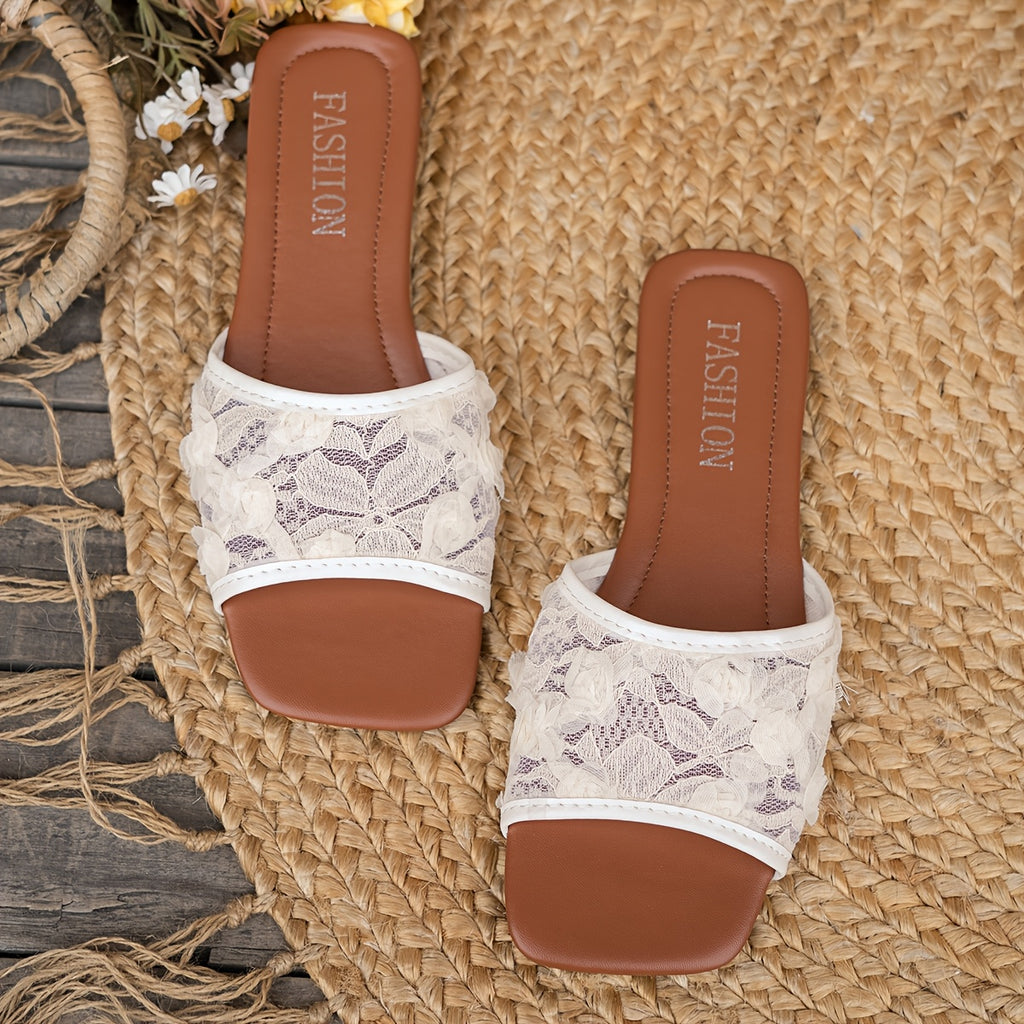 Lace Square-Toe Sandals by Maisonvirelle