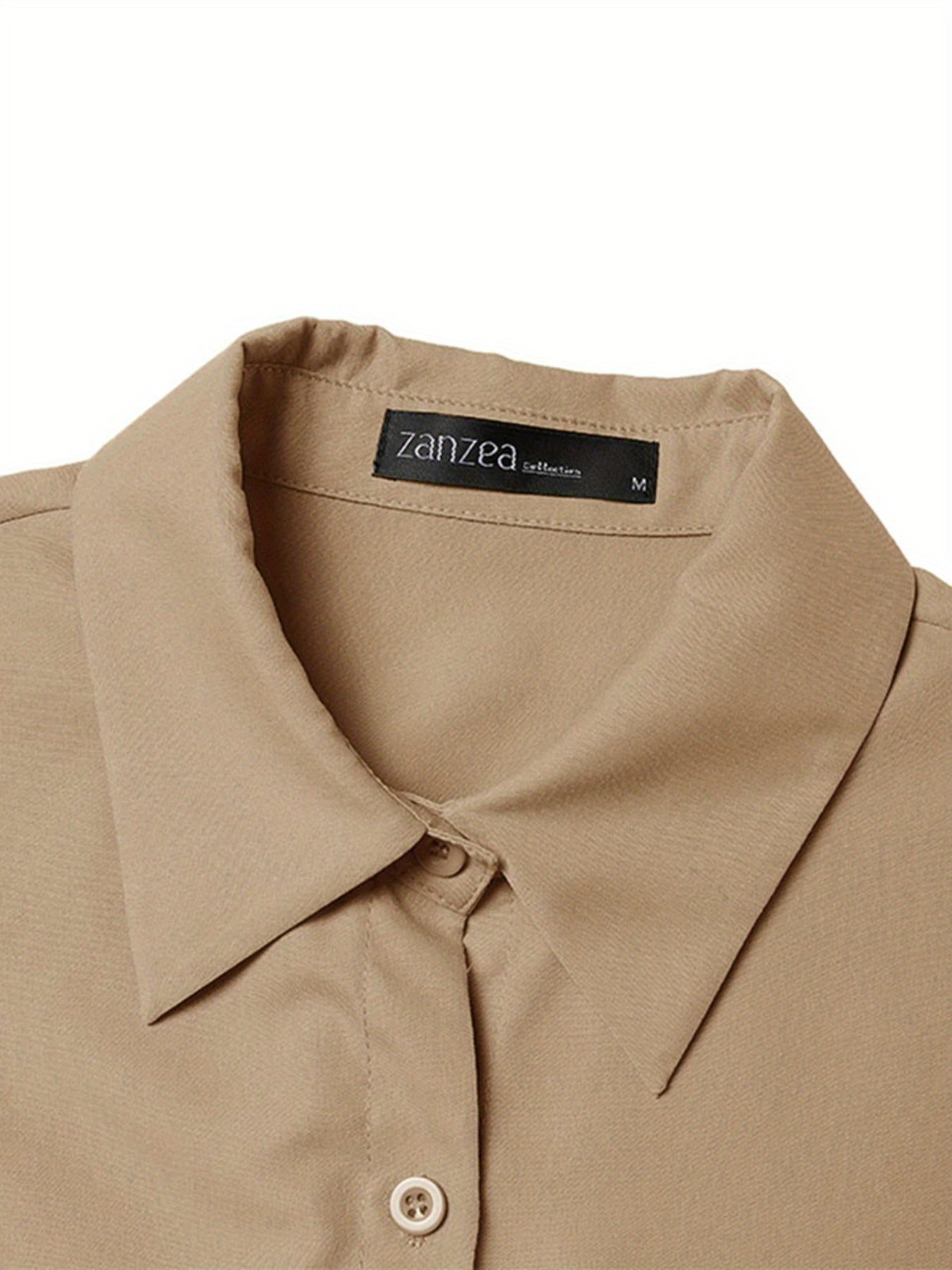 Women'S OL Style Solid Color Lapel Short Sleeve Front Buttons Up Waist Swing Street Style Easy All-Match Lightweight Casual Shirt Dress