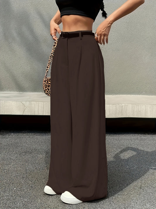 [Elegant High-Waisted] Elegant High-Waisted Wide-Leg Pants | Book Core Thousand Directional Style | Multifunctional Comfortable Machine Washable - Women's Fashion