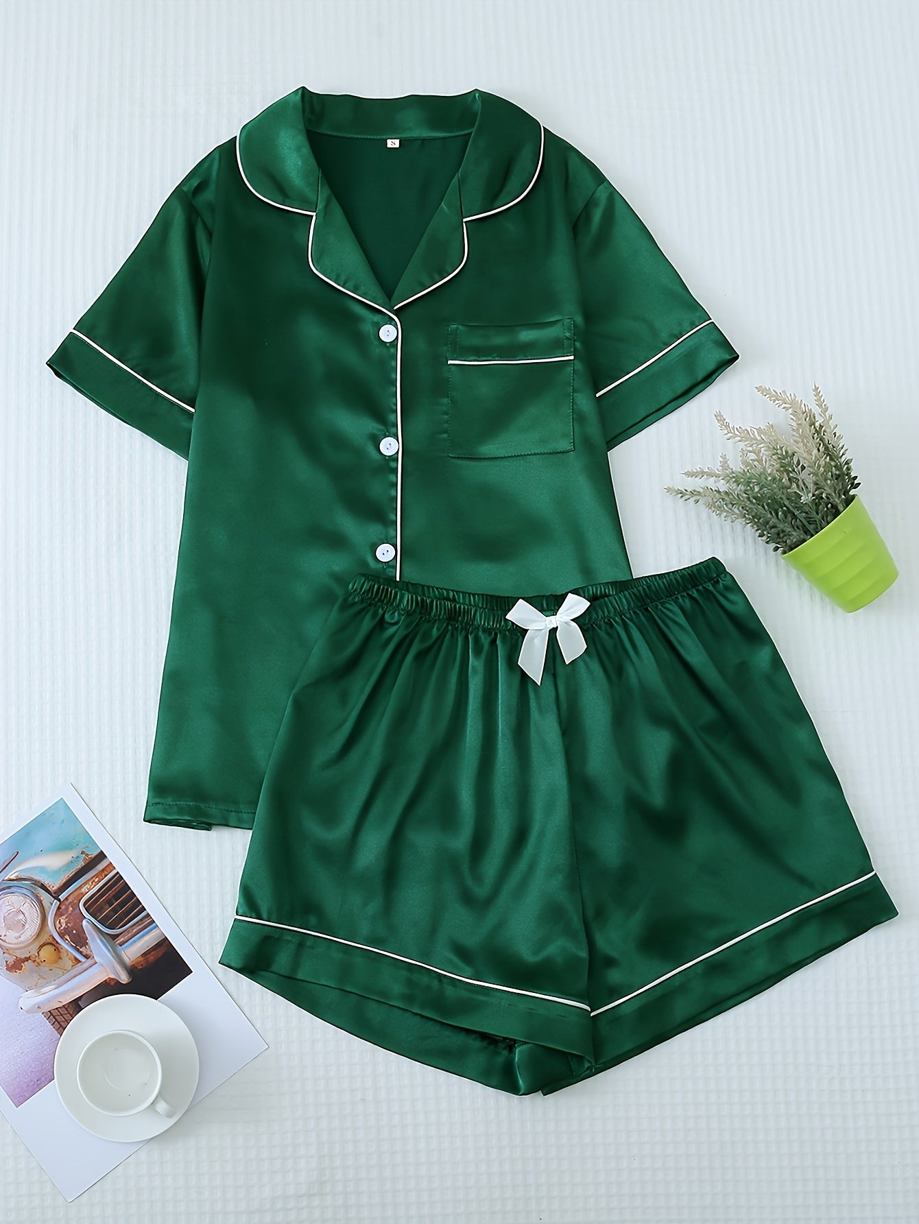Satin Shirt & Shorts Set by Maisonvirelle