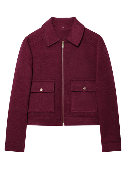 Short Coat for Women Zip Front Jacket with Pockets for Autumn Winter Everyday