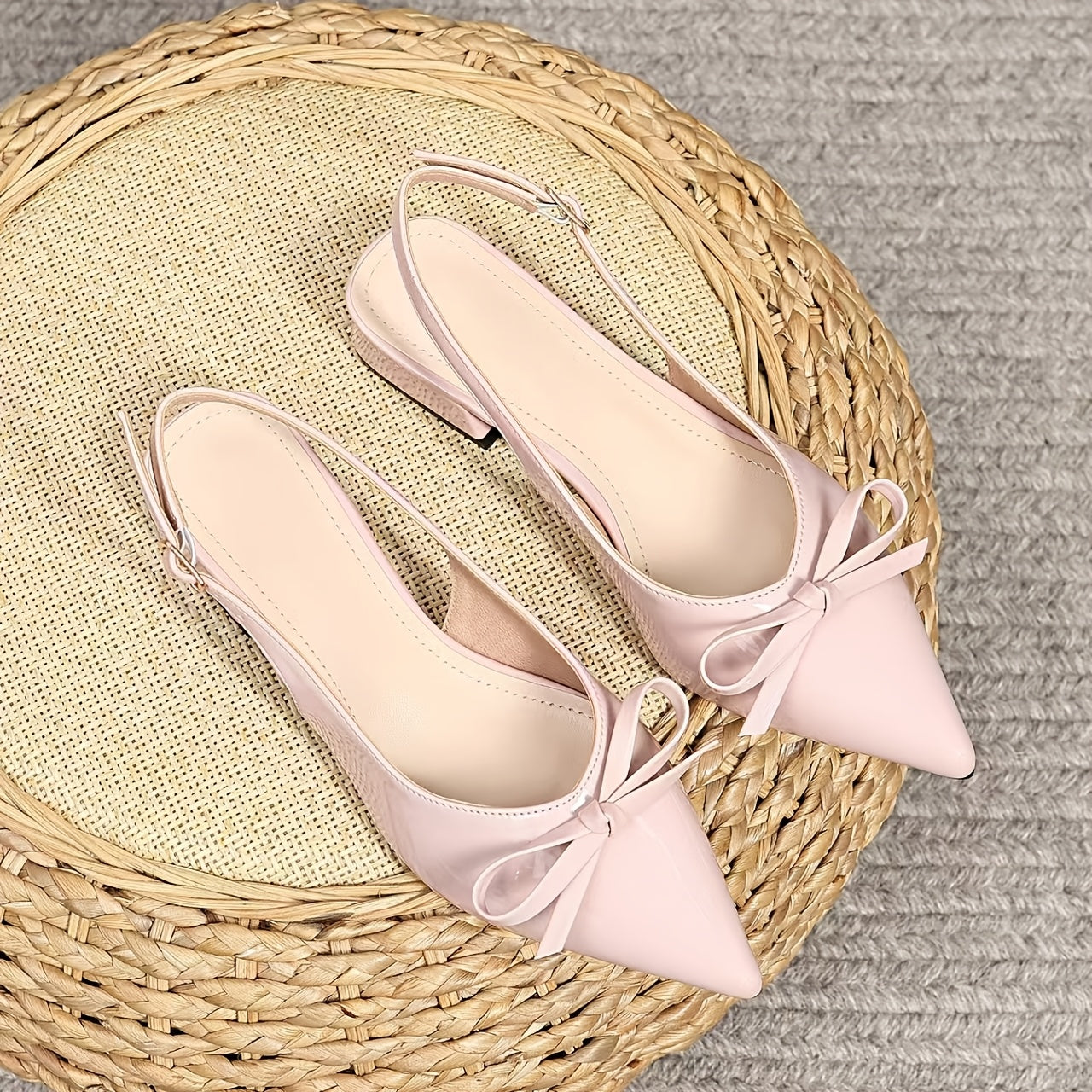 High Heel Sandals / Mid-Heel Red Closed-Toe Sandals / Fairy Shoes / New Style Bow Pointed-Toe Flat Shoes / Women Shoes