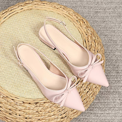 High Heel Sandals / Mid-Heel Red Closed-Toe Sandals / Fairy Shoes / New Style Bow Pointed-Toe Flat Shoes / Women Shoes