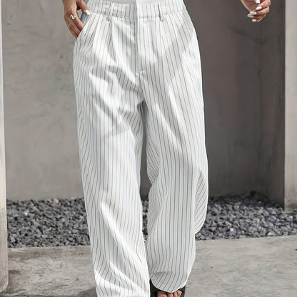 Early Autumn New Striped High-Waist Contrast Button-Closure Wide-Leg Suit Women'S Long Trousers