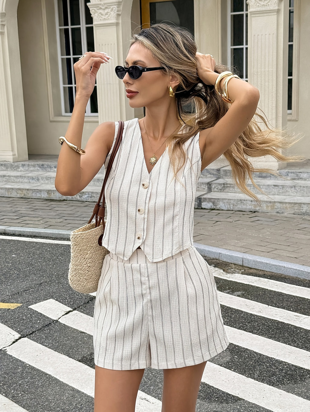 Striped Waistcoat Shorts Set by Maisonvirelle