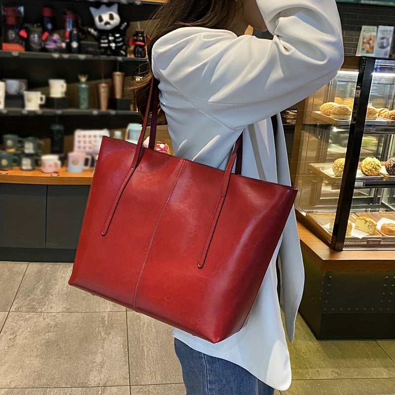 Leather Tote Bag for Women Large Compartment Shoulder Bag for Office Travel Everyday