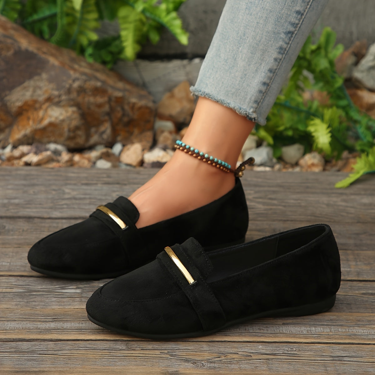 Black Ballet Flats for Women Pointed Toe Slip On Shoes for Office Everyday Outfits