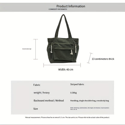 Corduroy Tote Bag for Women Large Crossbody Shoulder Bag for Work Commute Travel