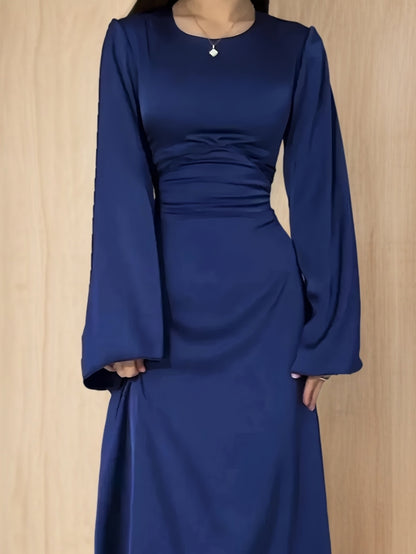 Women'S Elegant Temperament Long Back-Tie Long Sleeve Dress