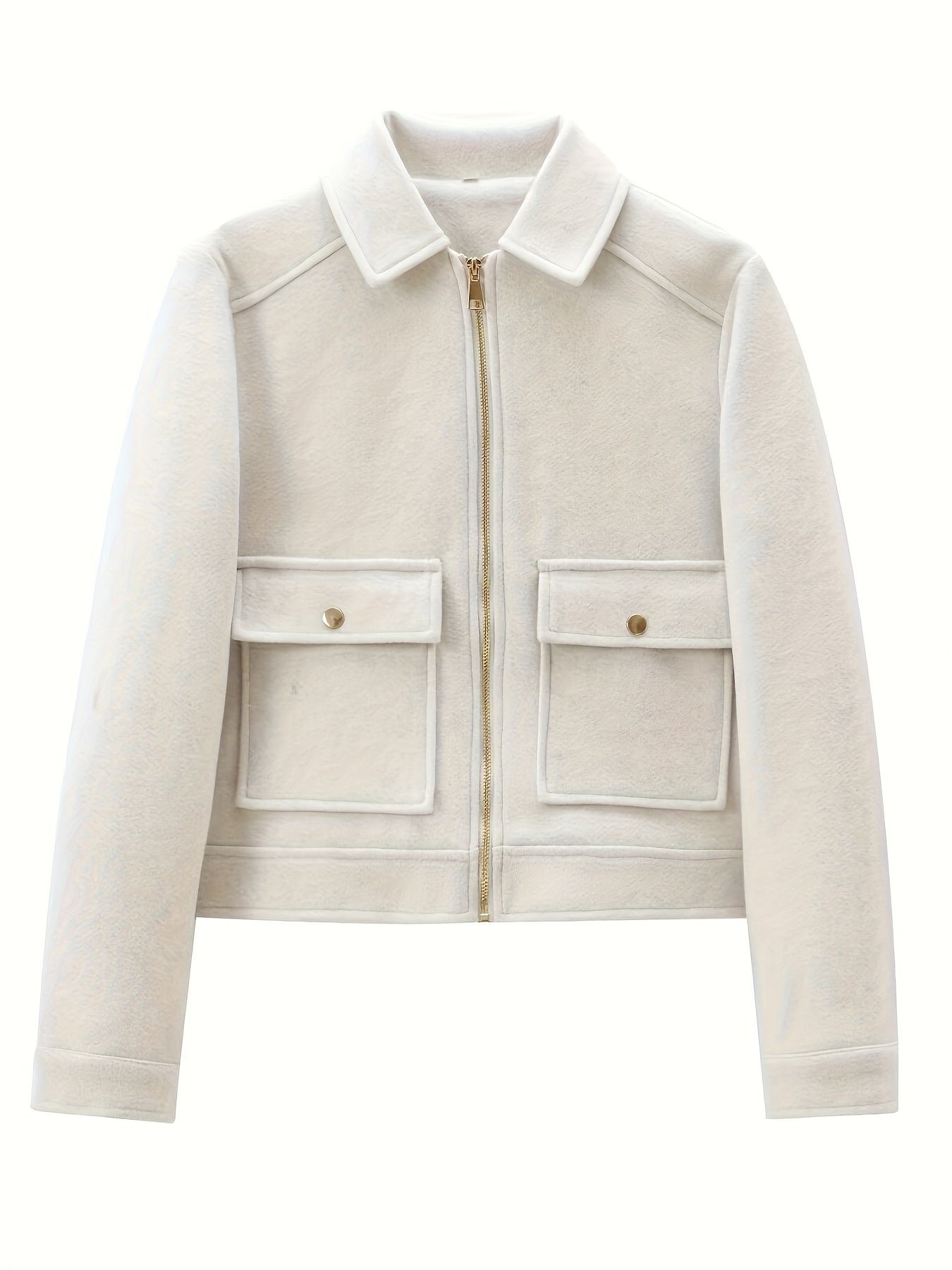 Short Coat for Women Zip Front Jacket with Pockets for Autumn Winter Everyday