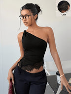 One Shoulder Lace Top by Maisonvirelle