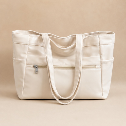 Nylon Tote Bag for Women Large Capacity Zip Shoulder Bag for Work Commute Shopping