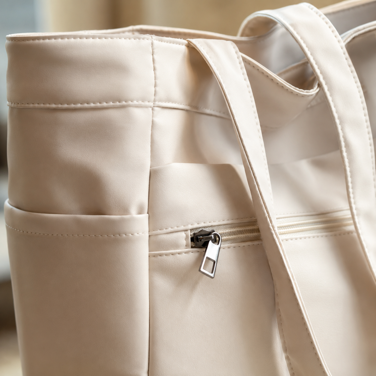 Nylon Tote Bag for Women Large Capacity Zip Shoulder Bag for Work Commute Shopping