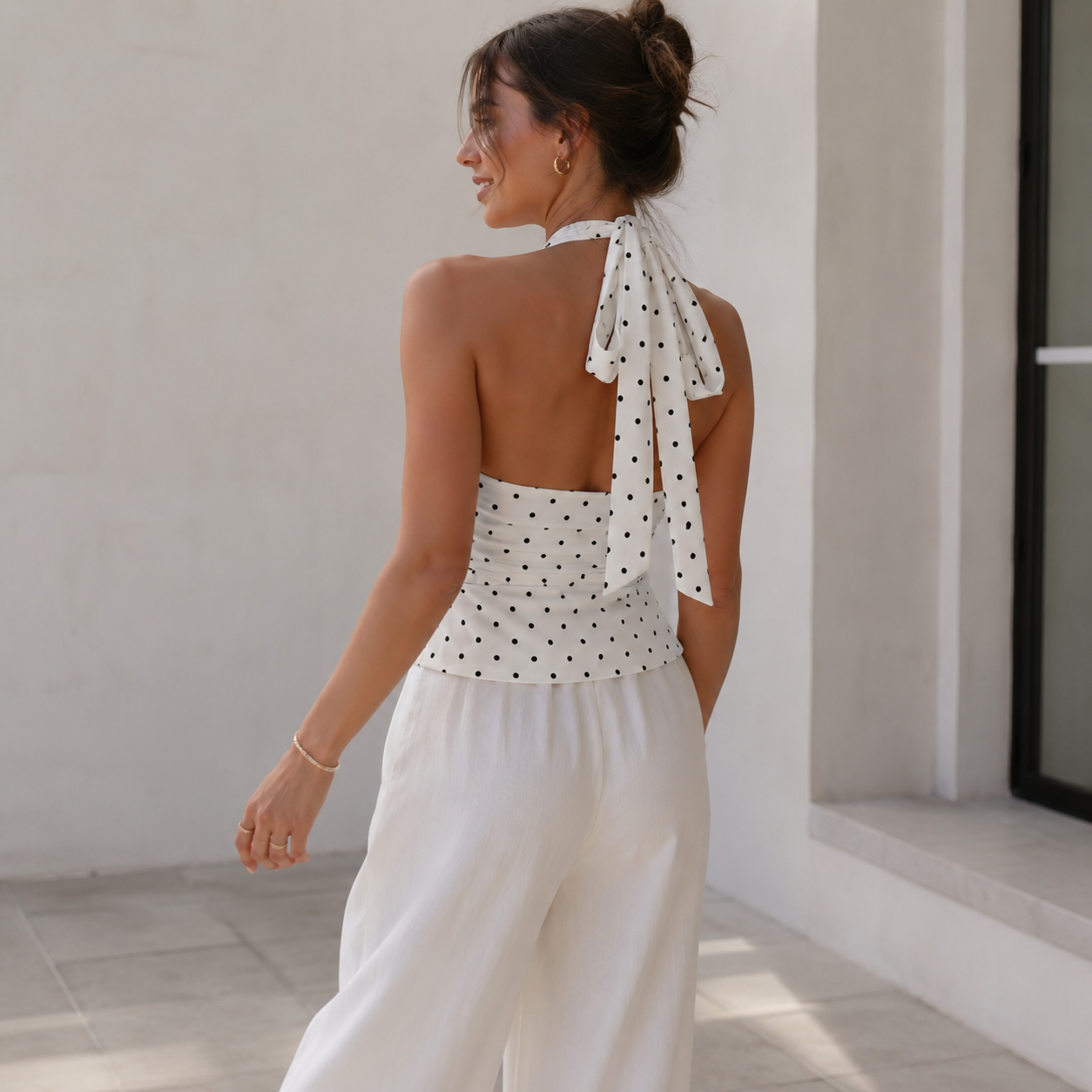 Polka Dot Tie-Back Top