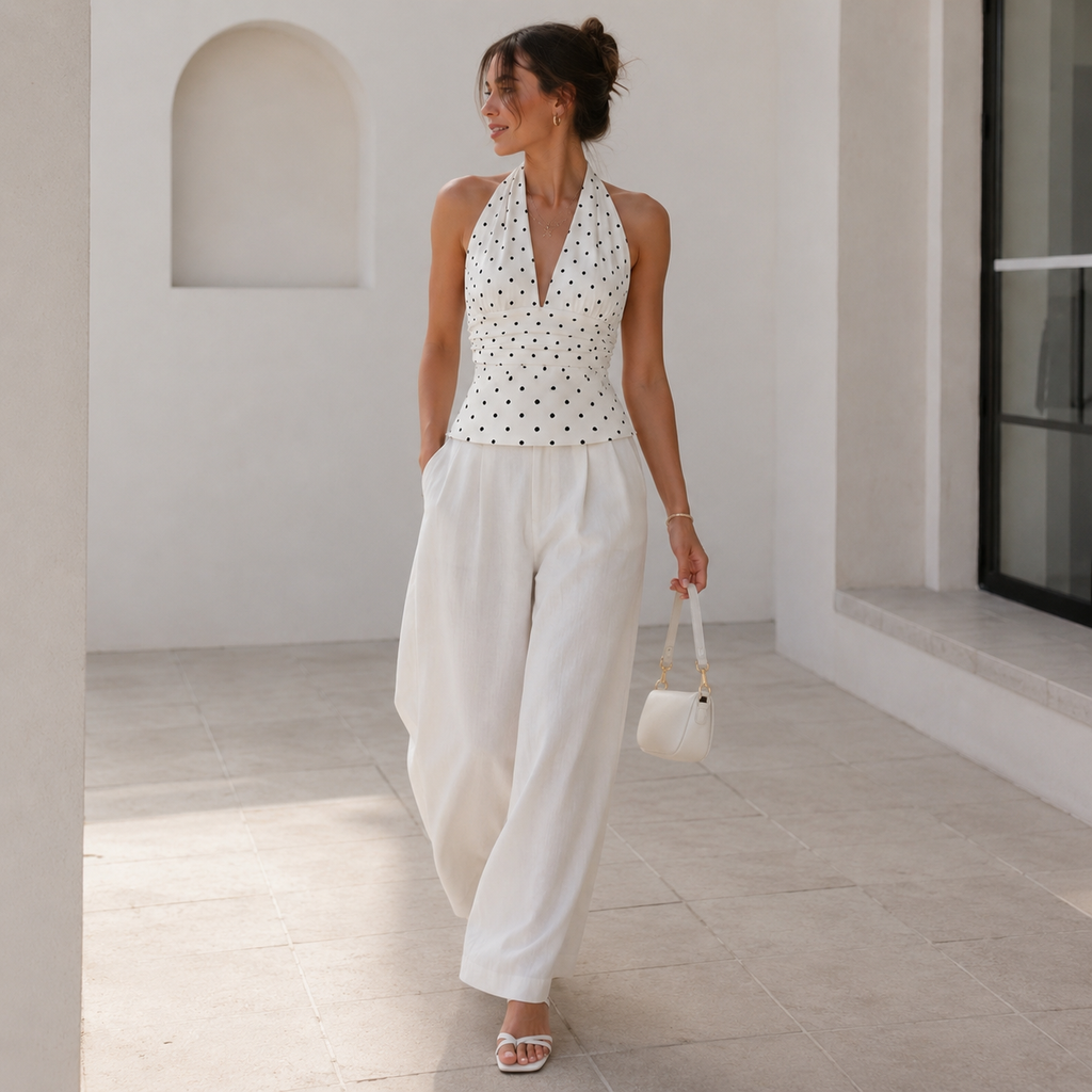 Polka Dot Tie-Back Top
