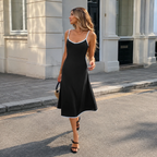 Women'S Casual Color-Block V-Neck Sleeveless Midi Dress, Suitable for Daily Spring And Summer Wear