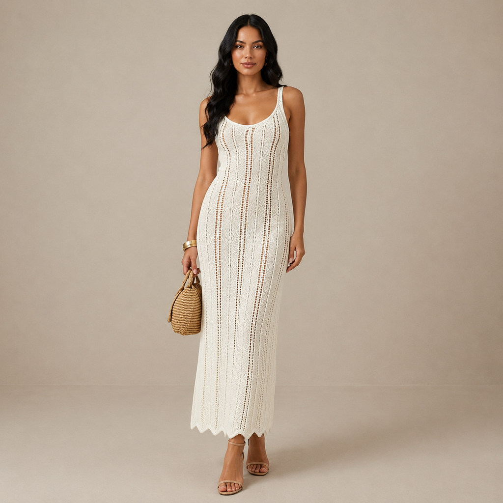 White Crochet Cover-Up Dress