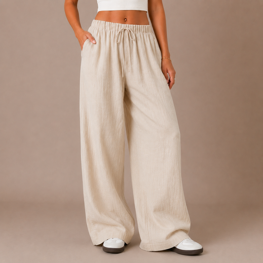 Tailored Linen Trousers for Women Wide Leg Office Fit for Office Work Daily
