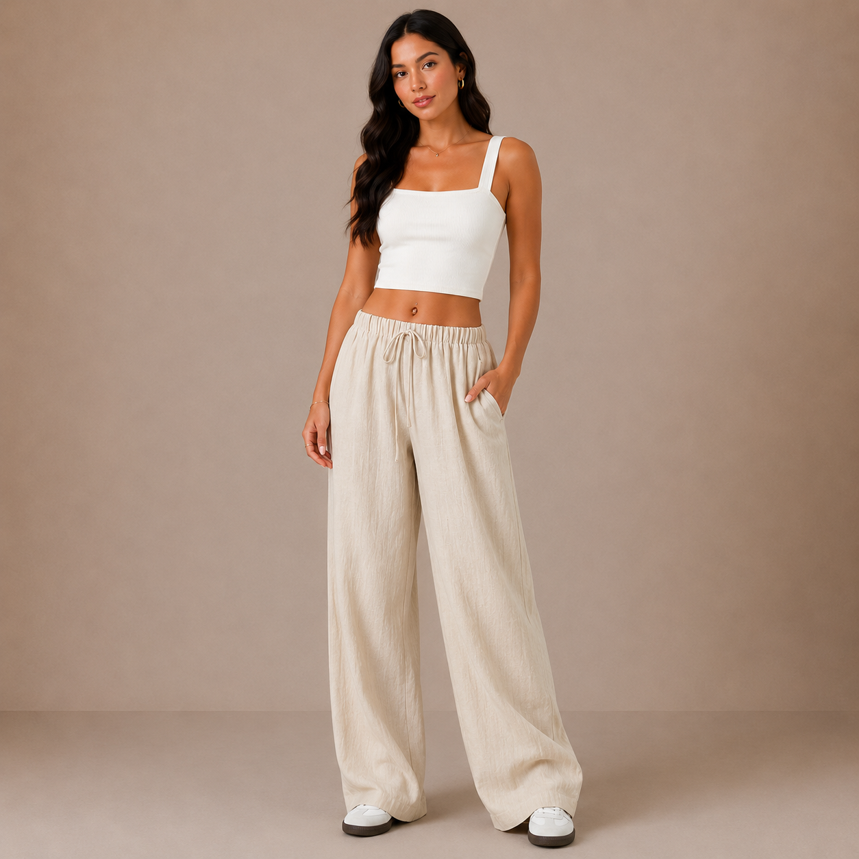 Linen Drawstring Trousers