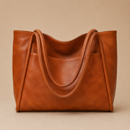 Leather Tote Bag for Women Structured Shoulder Bag for Work Dinner Everyday