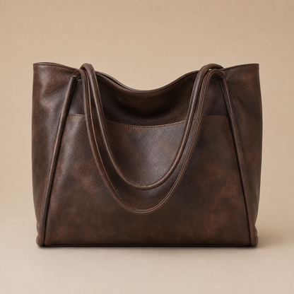 Leather Tote Bag for Women Structured Shoulder Bag for Work Dinner Everyday