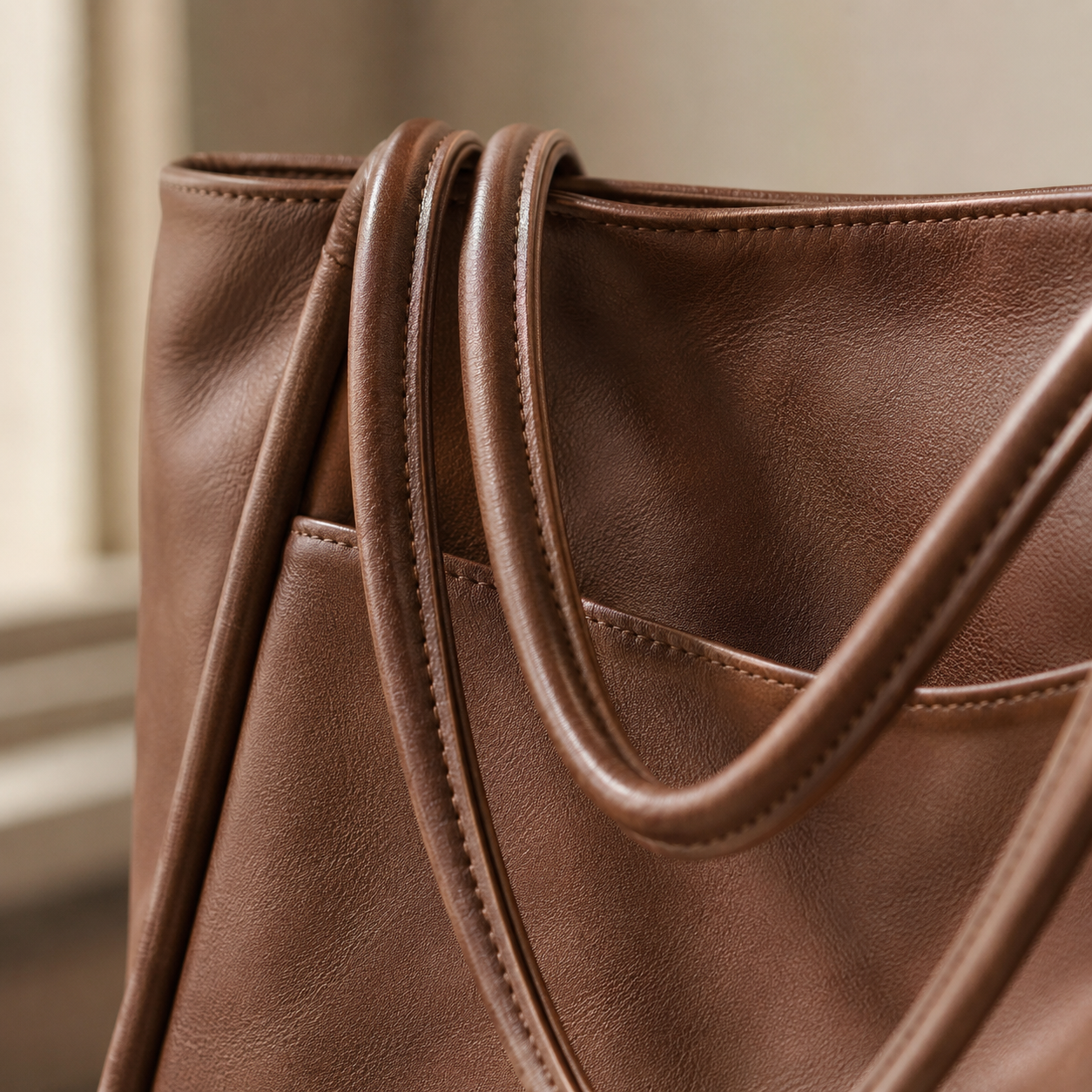 Leather Tote Bag for Women Structured Shoulder Bag for Work Dinner Everyday
