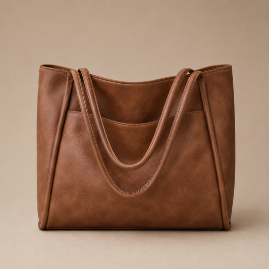 Structured Handbag for Women Leather Look Large Capacity Shoulder Strap for Work Travel Everyday