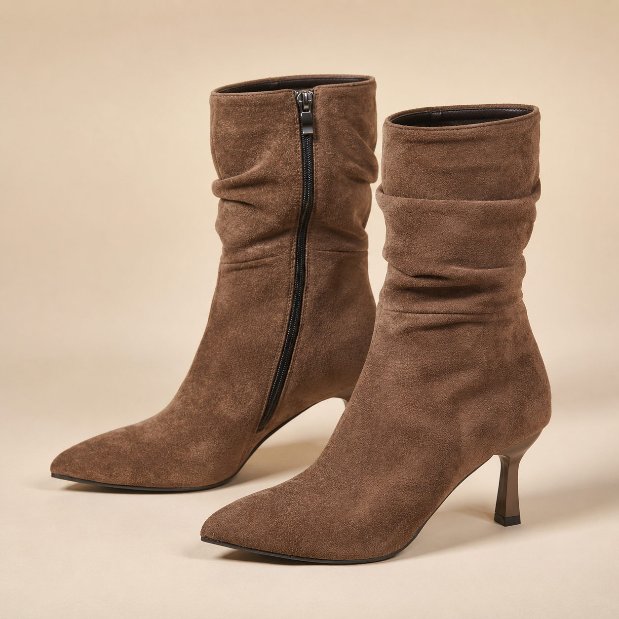 Black Ankle Boots for Women Pointed Toe Side Zip Boots for Office Autumn Winter
