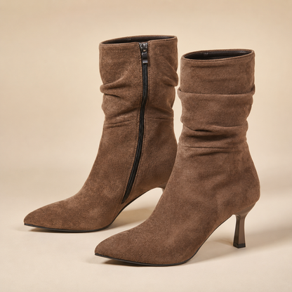Black Ankle Boots for Women Pointed Toe Side Zip Boots for Office Autumn Winter