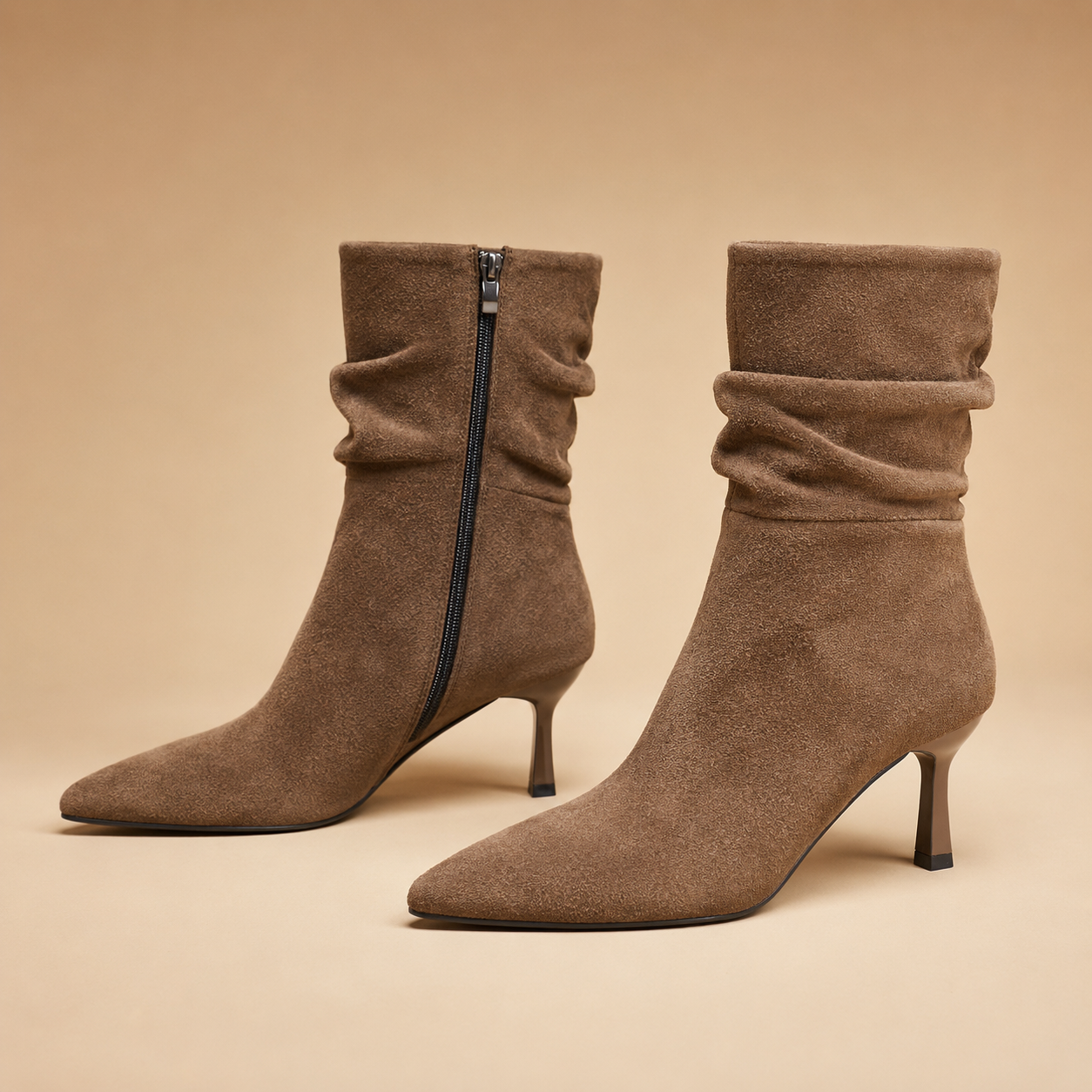 Black Ankle Boots for Women Pointed Toe Side Zip Boots for Office Autumn Winter
