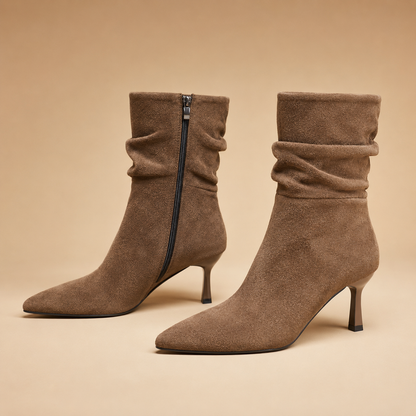 Black Ankle Boots for Women Pointed Toe Side Zip Boots for Office Autumn Winter