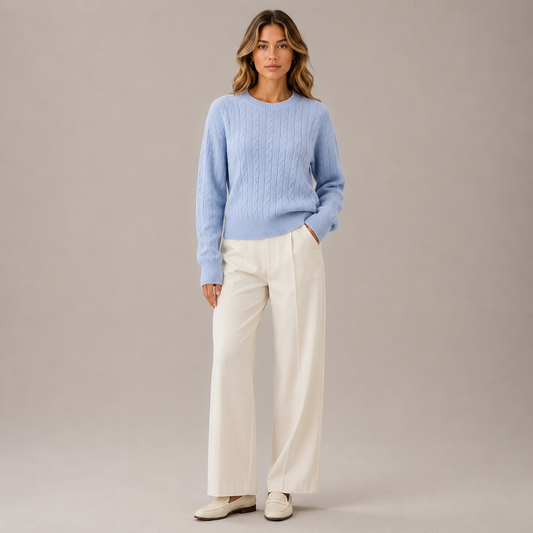 Women's Twist Round Neck Pullover Sweater, Autumn Winter Fashion Elegant and Slender Soft